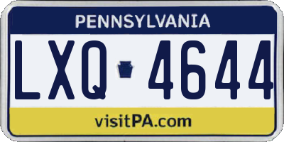 PA license plate LXQ4644