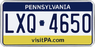 PA license plate LXQ4650