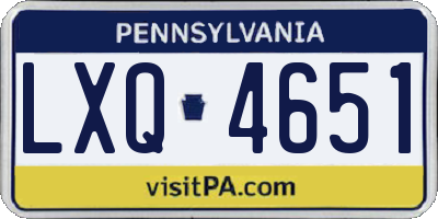 PA license plate LXQ4651