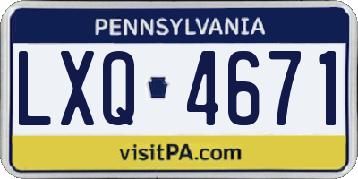 PA license plate LXQ4671