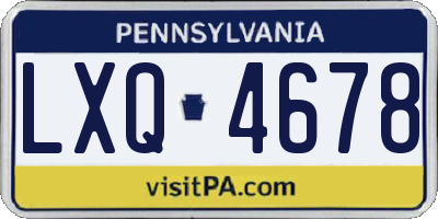 PA license plate LXQ4678