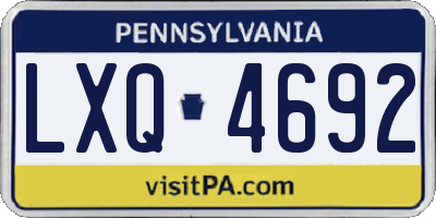 PA license plate LXQ4692