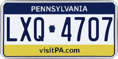 PA license plate LXQ4707