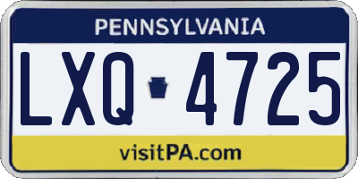 PA license plate LXQ4725