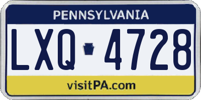 PA license plate LXQ4728