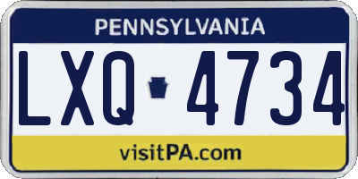 PA license plate LXQ4734
