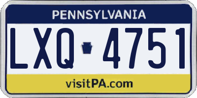 PA license plate LXQ4751