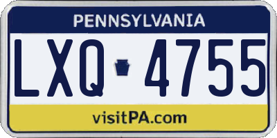 PA license plate LXQ4755