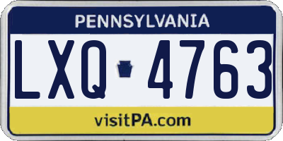 PA license plate LXQ4763