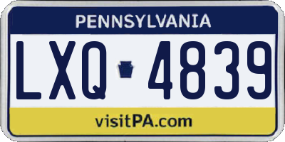 PA license plate LXQ4839