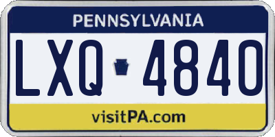 PA license plate LXQ4840
