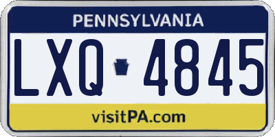 PA license plate LXQ4845