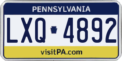 PA license plate LXQ4892