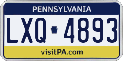 PA license plate LXQ4893