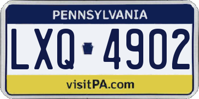 PA license plate LXQ4902