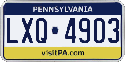 PA license plate LXQ4903