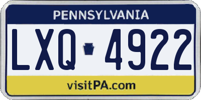 PA license plate LXQ4922