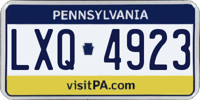 PA license plate LXQ4923