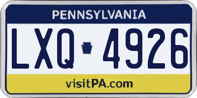 PA license plate LXQ4926