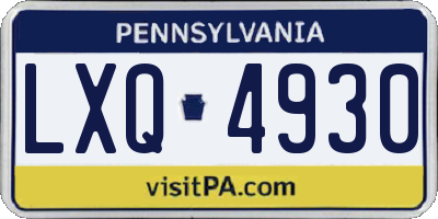 PA license plate LXQ4930