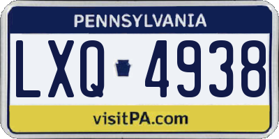 PA license plate LXQ4938