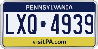PA license plate LXQ4939