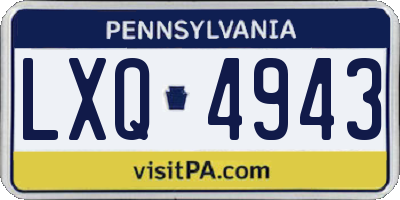 PA license plate LXQ4943
