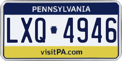 PA license plate LXQ4946