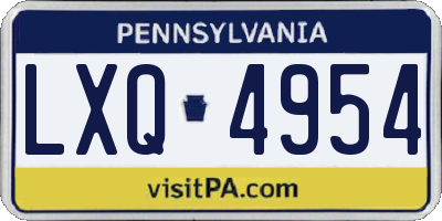PA license plate LXQ4954