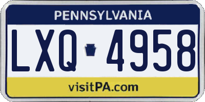 PA license plate LXQ4958