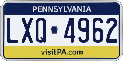 PA license plate LXQ4962
