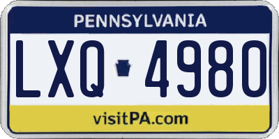 PA license plate LXQ4980