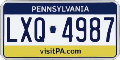 PA license plate LXQ4987