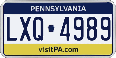 PA license plate LXQ4989