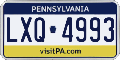 PA license plate LXQ4993