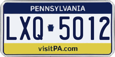 PA license plate LXQ5012