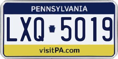 PA license plate LXQ5019