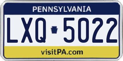 PA license plate LXQ5022