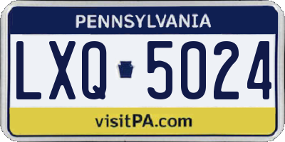 PA license plate LXQ5024