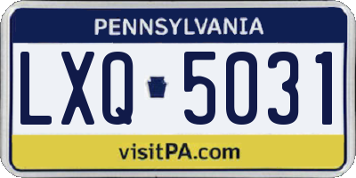 PA license plate LXQ5031