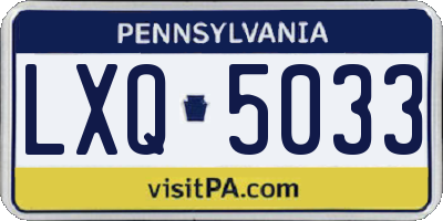 PA license plate LXQ5033