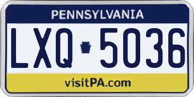 PA license plate LXQ5036
