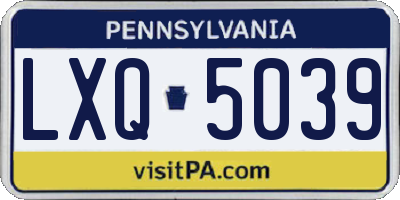 PA license plate LXQ5039