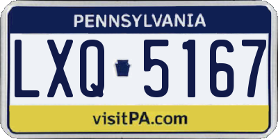 PA license plate LXQ5167