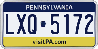 PA license plate LXQ5172