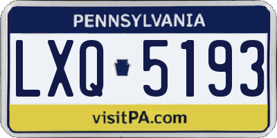 PA license plate LXQ5193