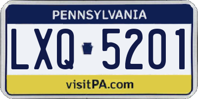 PA license plate LXQ5201