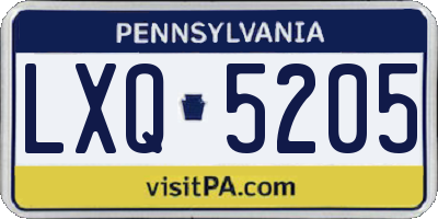 PA license plate LXQ5205