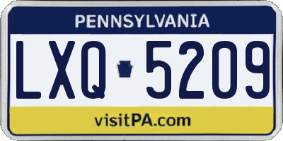 PA license plate LXQ5209