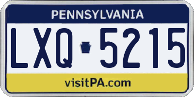 PA license plate LXQ5215